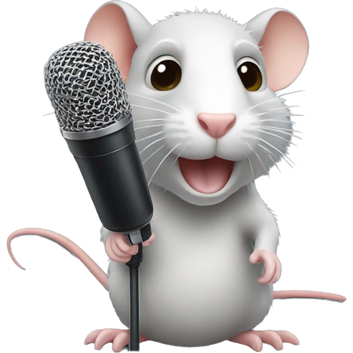 Rat with huge microphone emoji