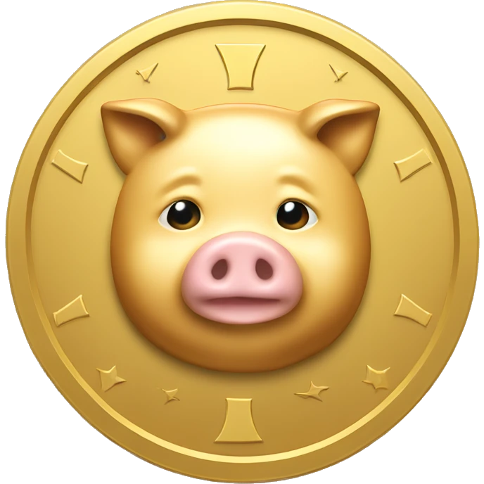 Gold coin with gold pig face symbol emoji | AI Emoji Generator