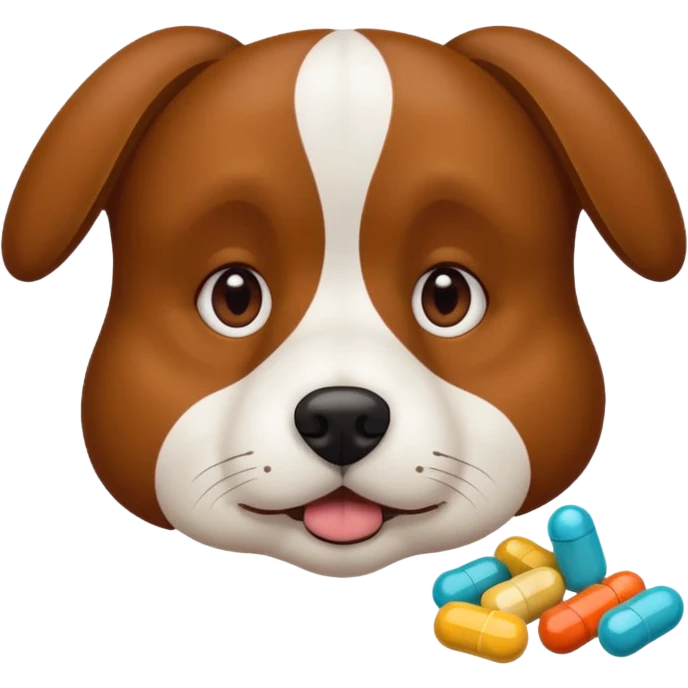 Dog with advil pills emoji