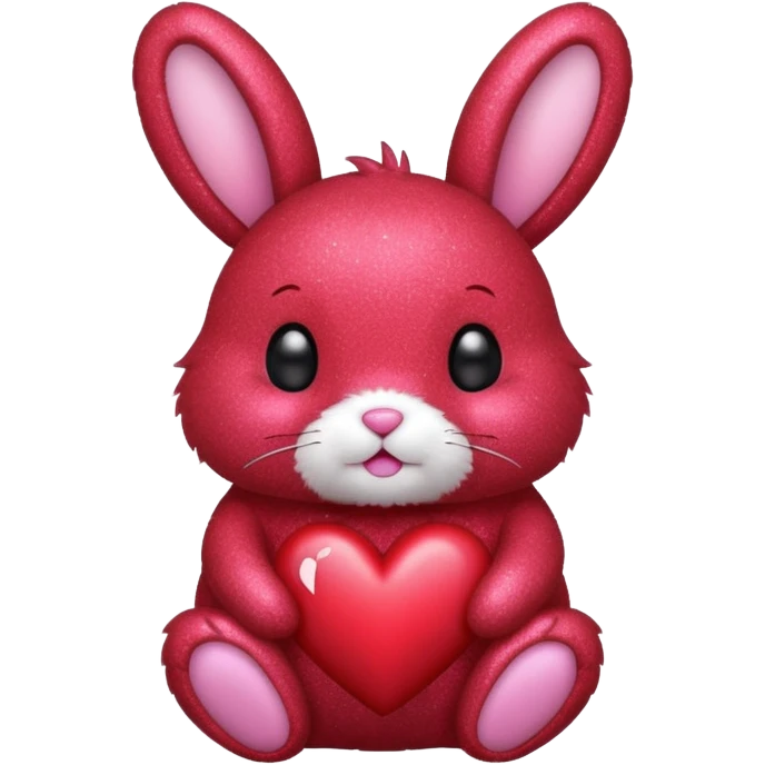 red glitter bunny with heart emoji