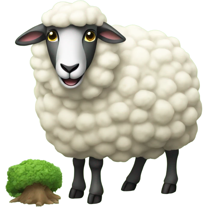 a sheep eats under a tree emoji