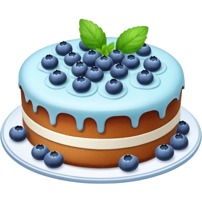 round blueberry cake garnished with mint leaf emoji