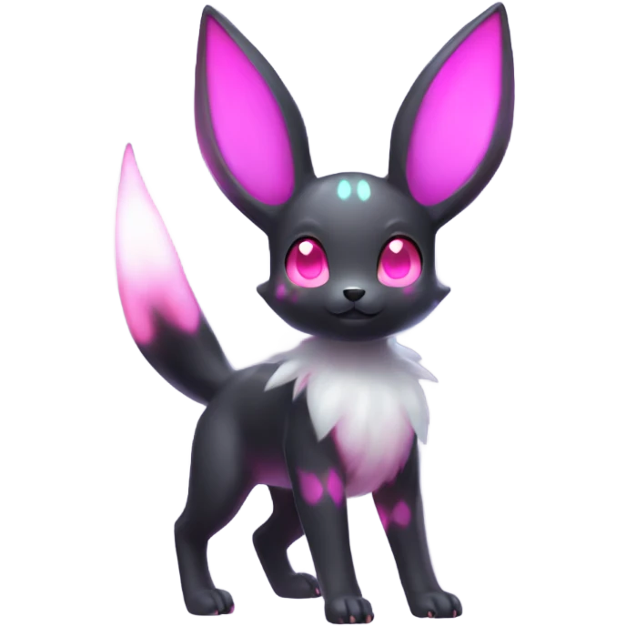 White Shiny Pastel Umbreon with glowing hot pink markings full body emoji