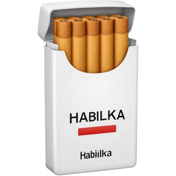 Создать emoji картинку с пачкой сигарет с надписью «HABILKA” на фиолетовом фоне emoji