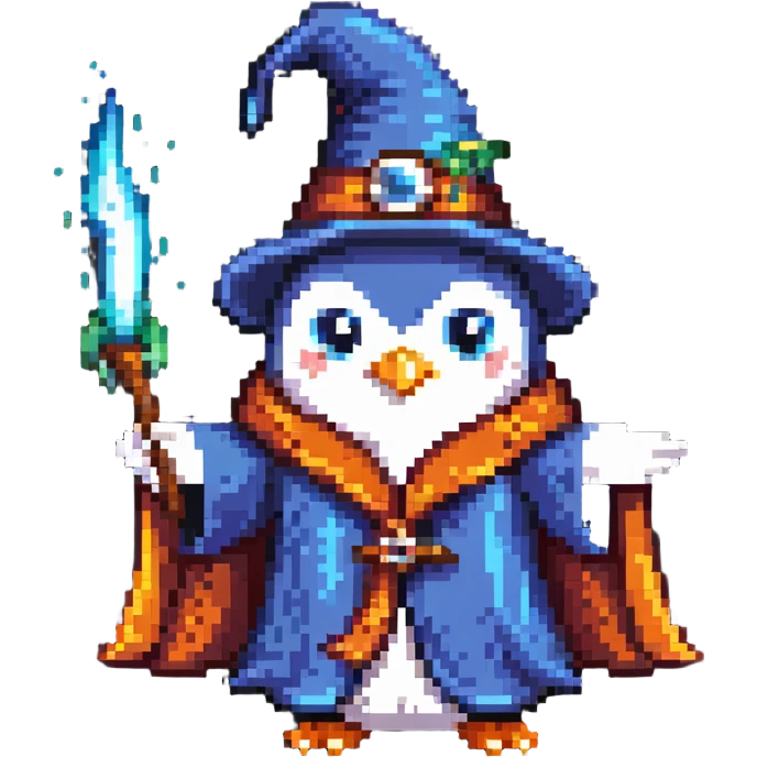 penguin wizard casting spell emoji