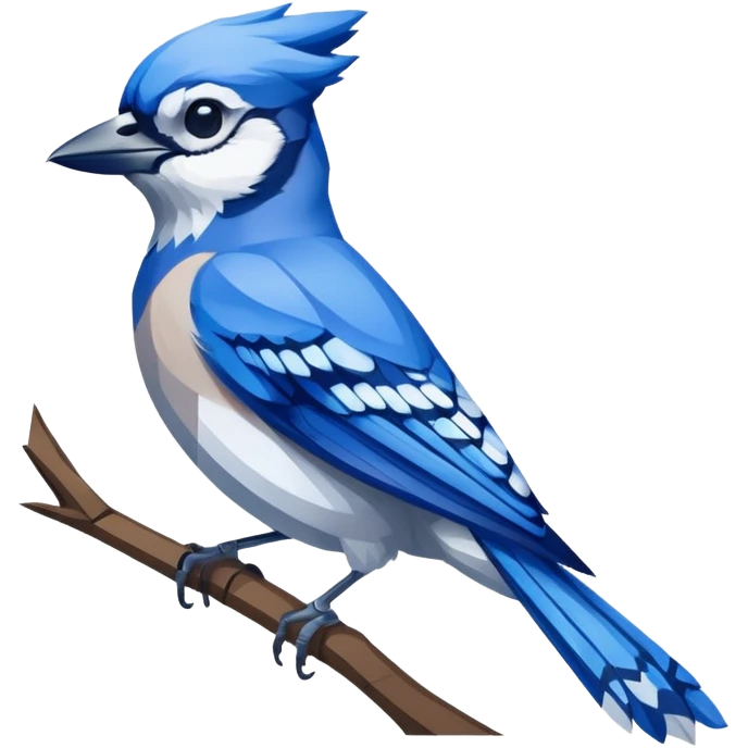 masterpiece, best quality, isolated, die-cut sticker design of a blue jay bird with a white outline, hand-drawn, detailed illustration, low-poly, high resolution, 32k resolution sticker design, gray background. 300 dpi, no emoji faces, no emoji icons emoji