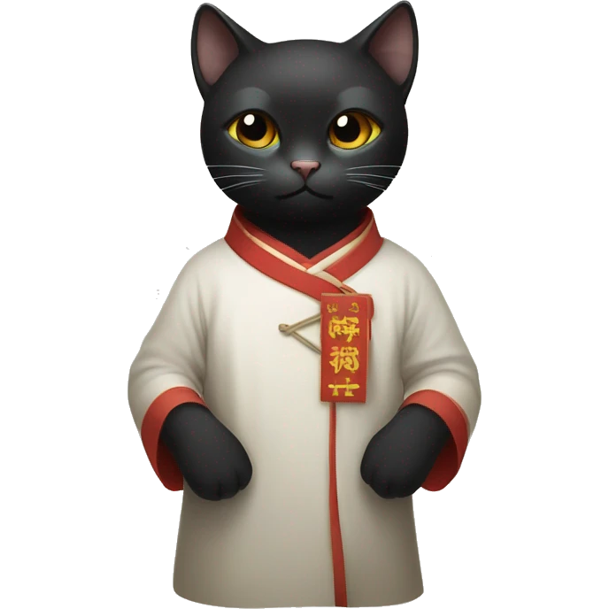 Black Cat wearing a daopao and a dǒulì emoji