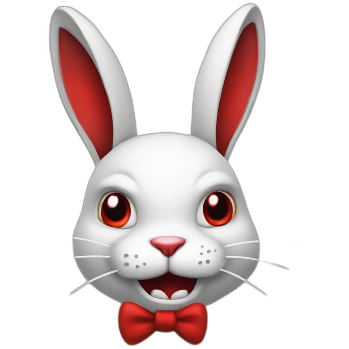 evil white rabbit with sharp fangs with red around mouth emoji