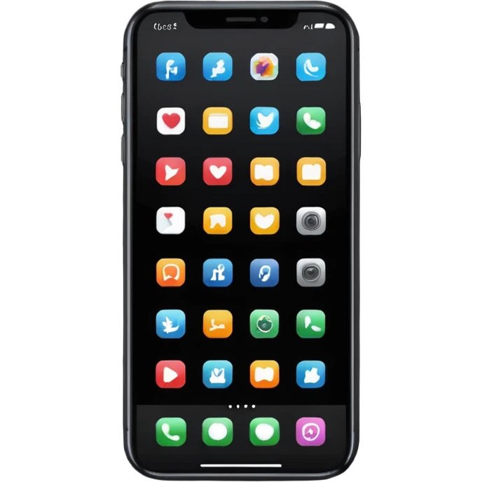 smartphone black with icons on screen in landscape emoji