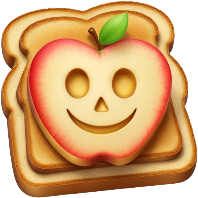 toast with apple slices on top, soft gradients emoji style, no text emoji