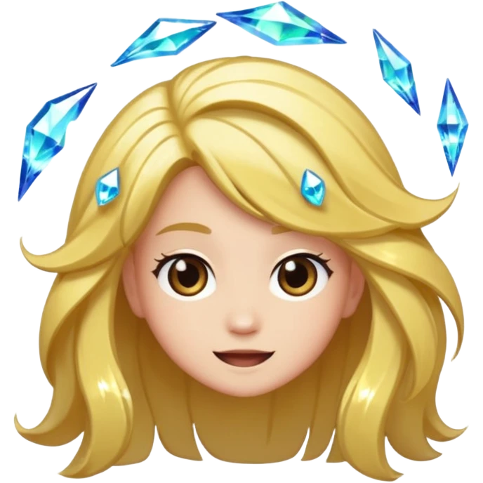 crystal forest character hair flip with sparkle trail emoji