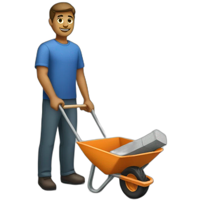 Man with a wheelbarrow and bricks emoji