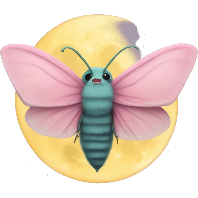Fluffy Rosy maple moth moon tattoo emoji