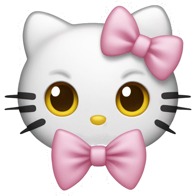 hello kitty face with baby pink bow emoji