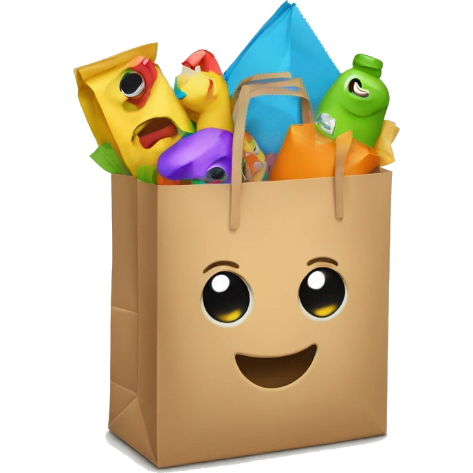Paper bag with toys emoji