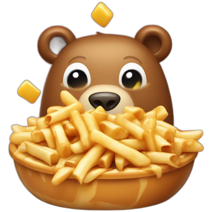 Poutine chevauchant un ours emoji