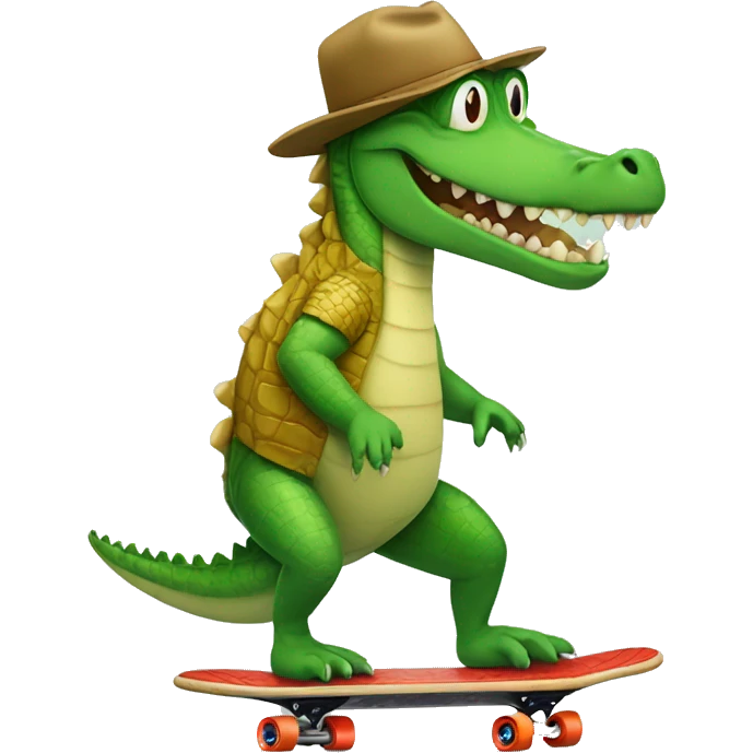 Crocodile riding a skateboard  emoji