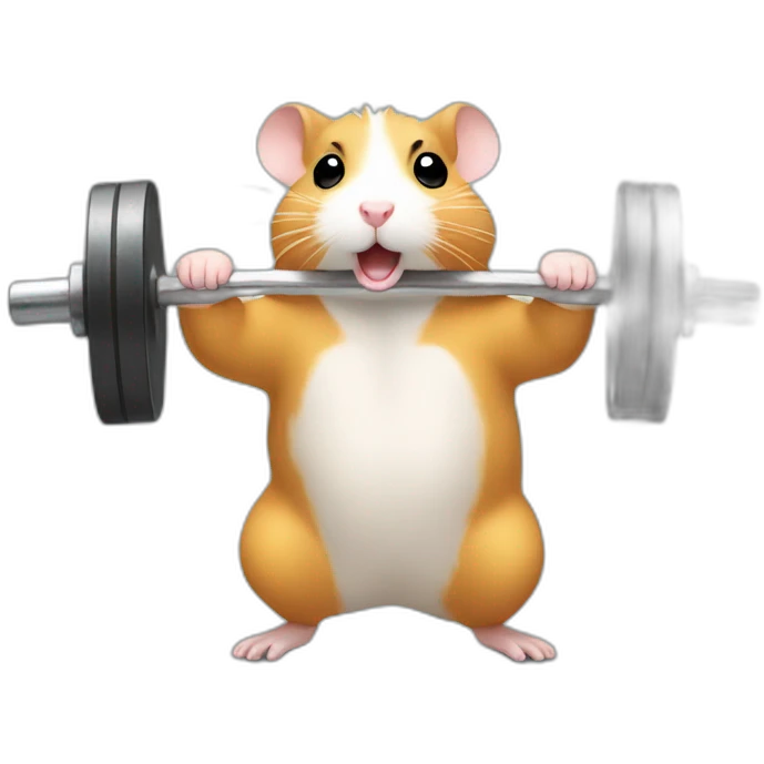 Hamster lifting weights emoji