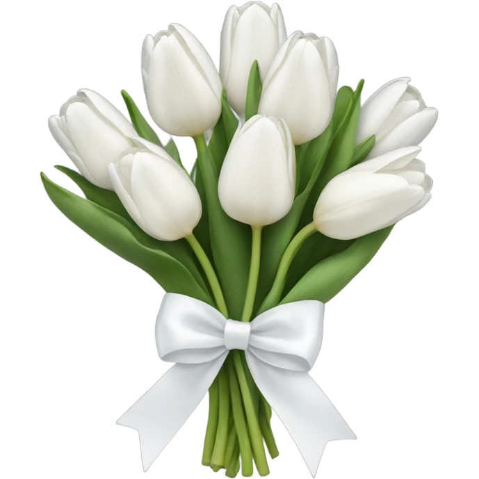 white tulip bouquet  with a white bow emoji