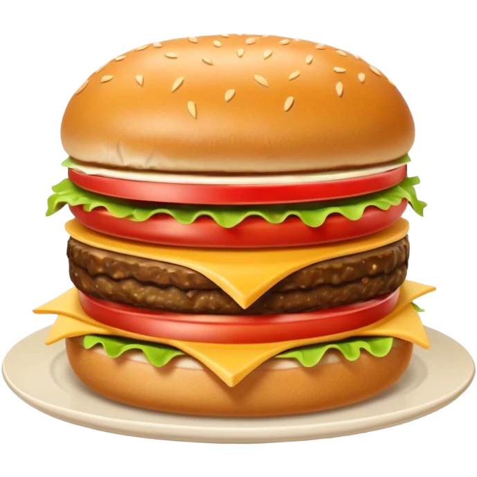 Crea una escena que contenga el mega combo: una hamburguesa, un frappé y papas fritas emoji