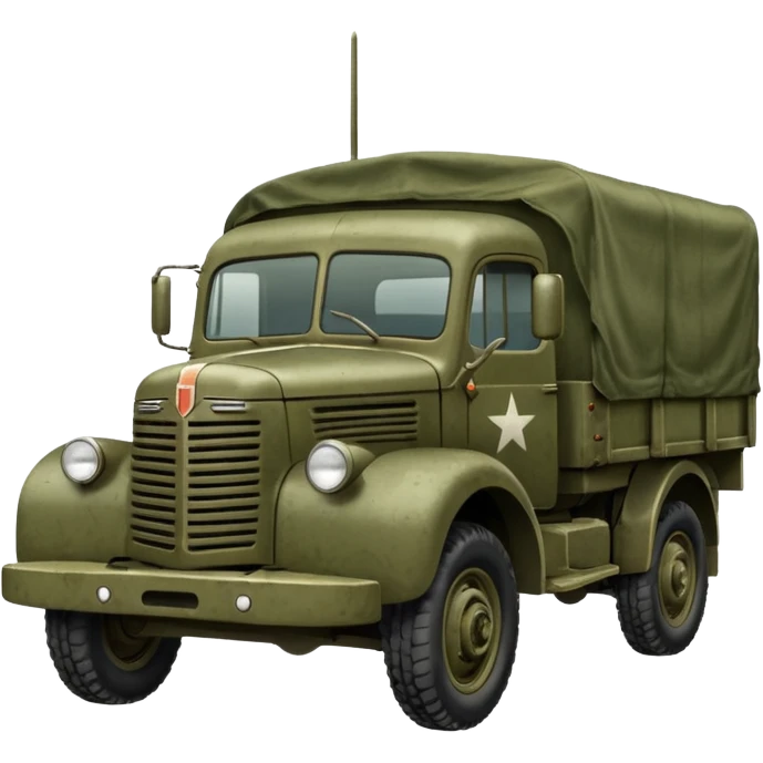 a simplistic rendition of a 1940s military truck emoji