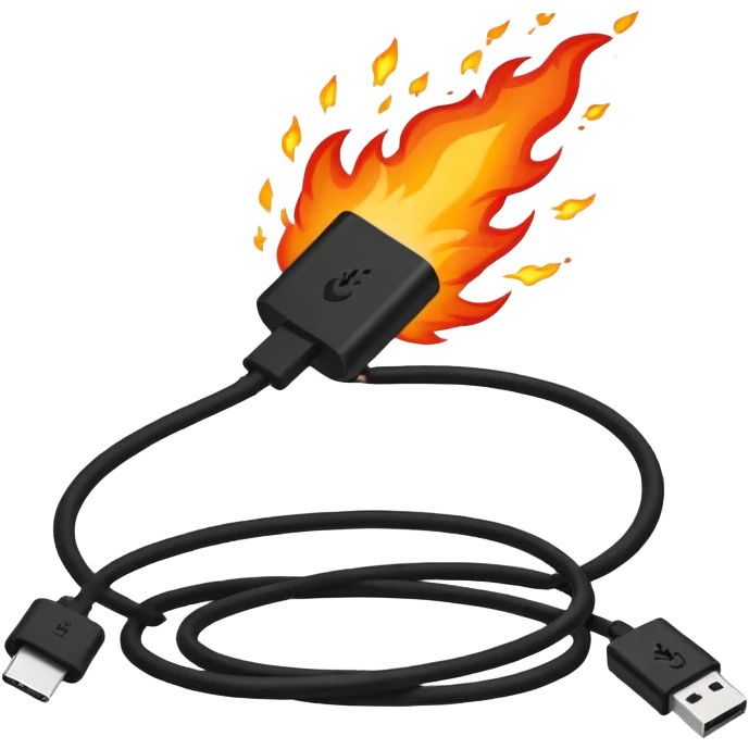 USB-C Cable with Explosion behind emoji