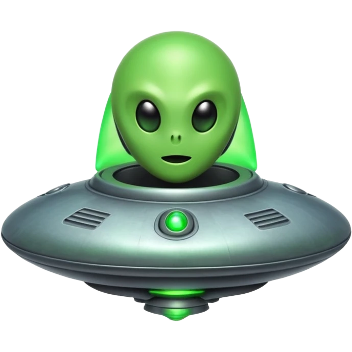 Alien spaceship, glowing beam, small cartoon emoji, no background emoji