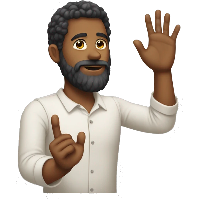 Man with beard have big hand and little legs  emoji