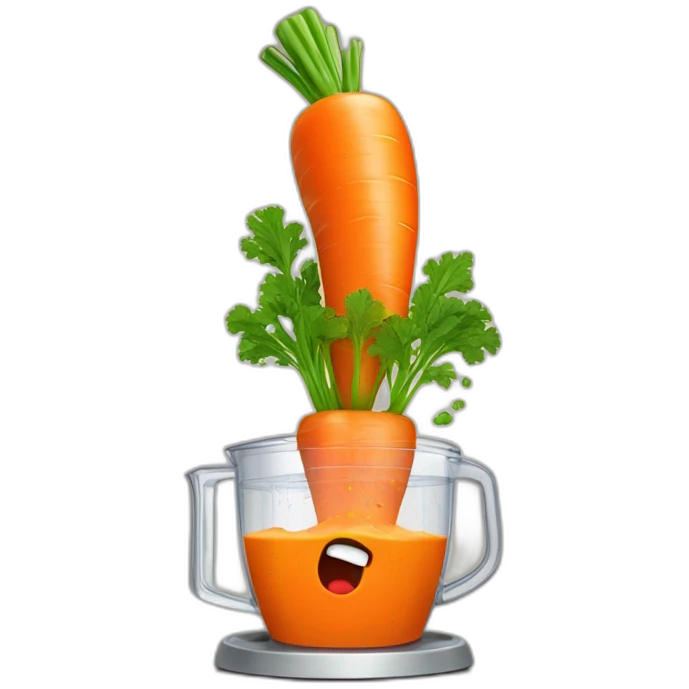 carrot with an angry face being dropped into a blender emoji