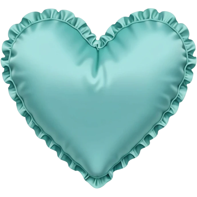 Light turquoise silk heart shaped pillow with ruffles emoji