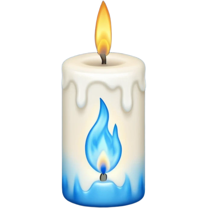 white candle with a blue flame emoji