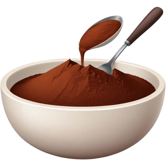 white bowl filled with cocoa powder, simple, clear emoji