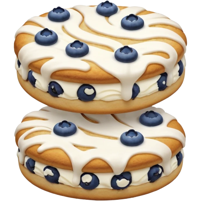 2 blueberry biscuits side-by-side with white icing swirls on top emoji