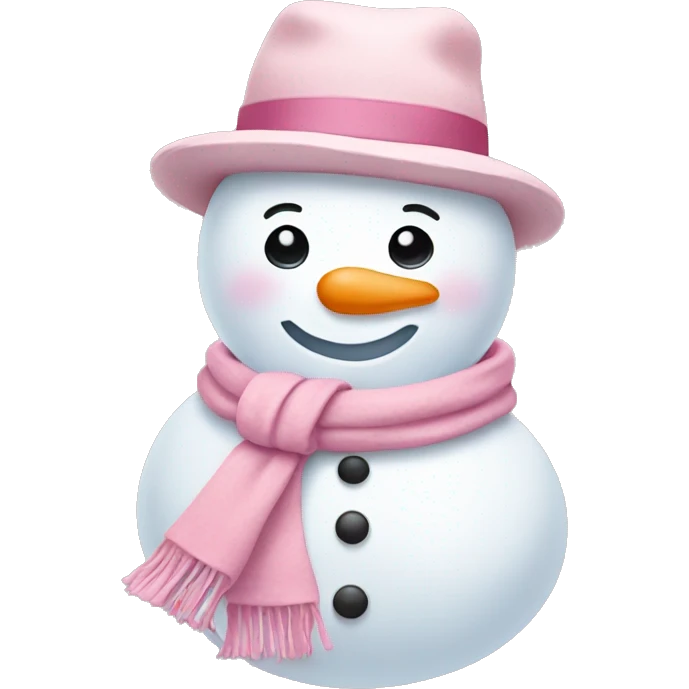 snowman with pastel pink scarf and hat emoji