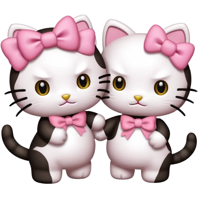 two Hello Kitty cats in a playful fight emoji