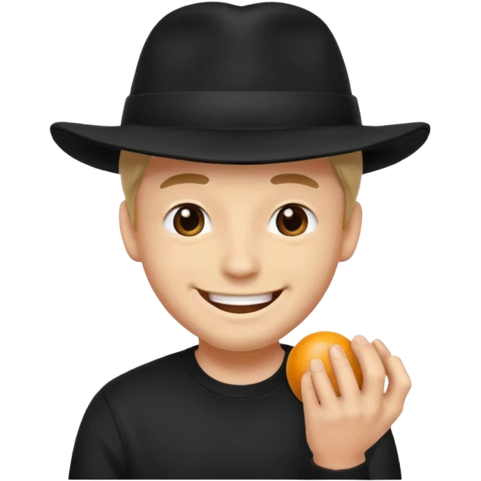 man in black hat smiling superstitiously and squeezing his balls emoji
