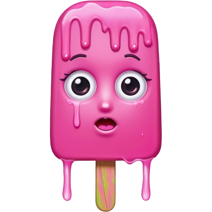 pink popsicle with eyes and hair emoji