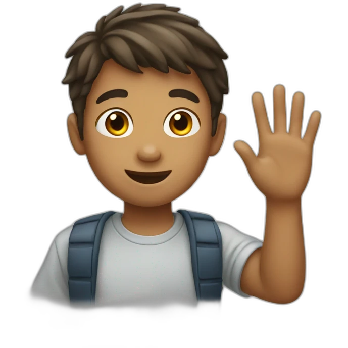 boy waving hand emoji