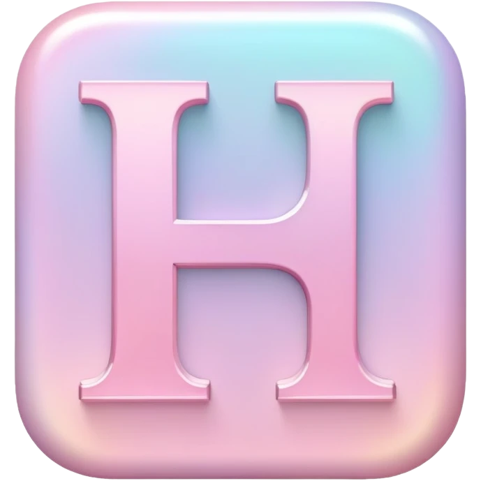Iridescent pastel pink romantic formal elegant sophisticated cultured neat pretty beautiful nifty app icon with letter “i” emoji