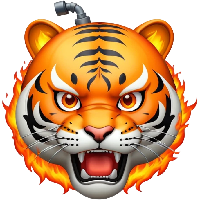 tiger face with bomb with burning fuse for Twitch emote emoji