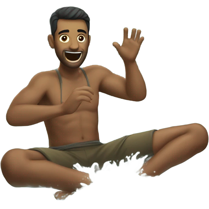 Man doing a manu in a river emoji