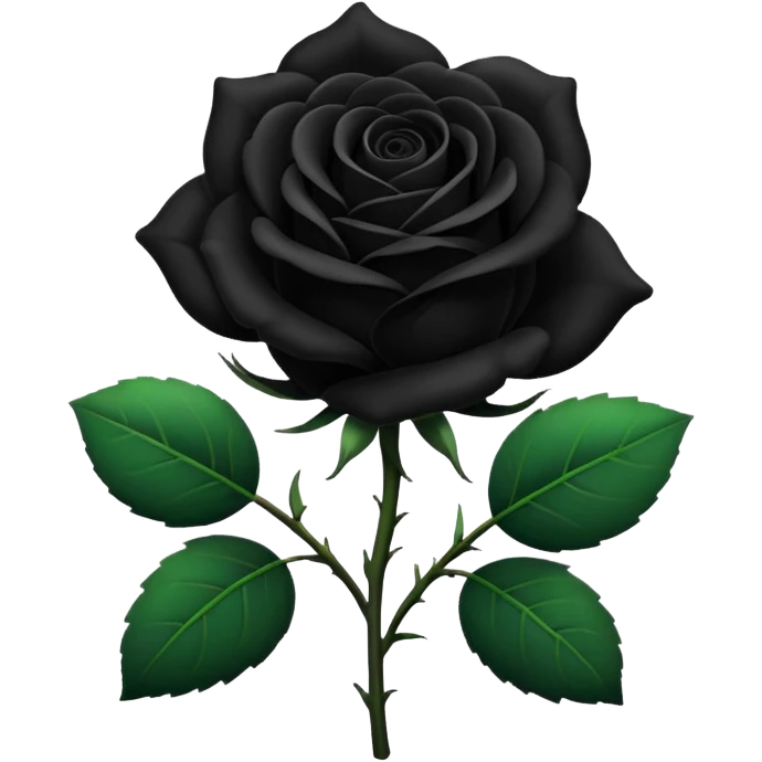 Rosa negra con hojas verdes emoji