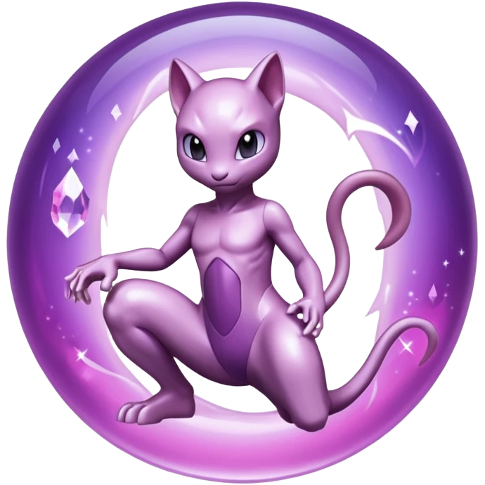 Pokemon legendary purple and pink crystal mewtwo emoji