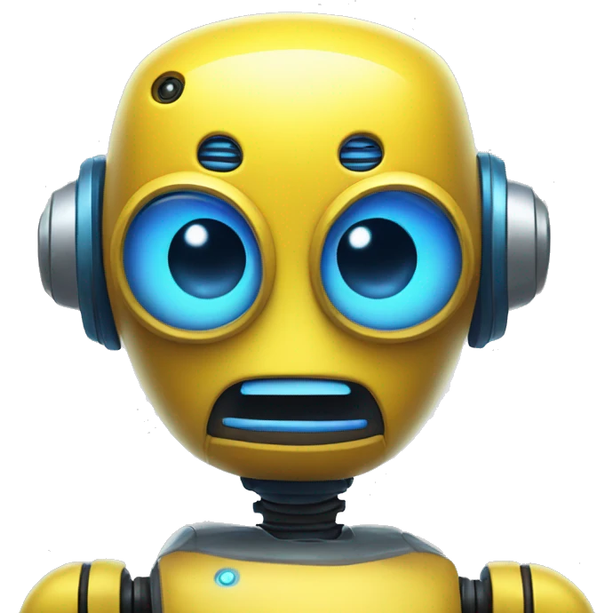 glowing blue eyed yellow robot emoji