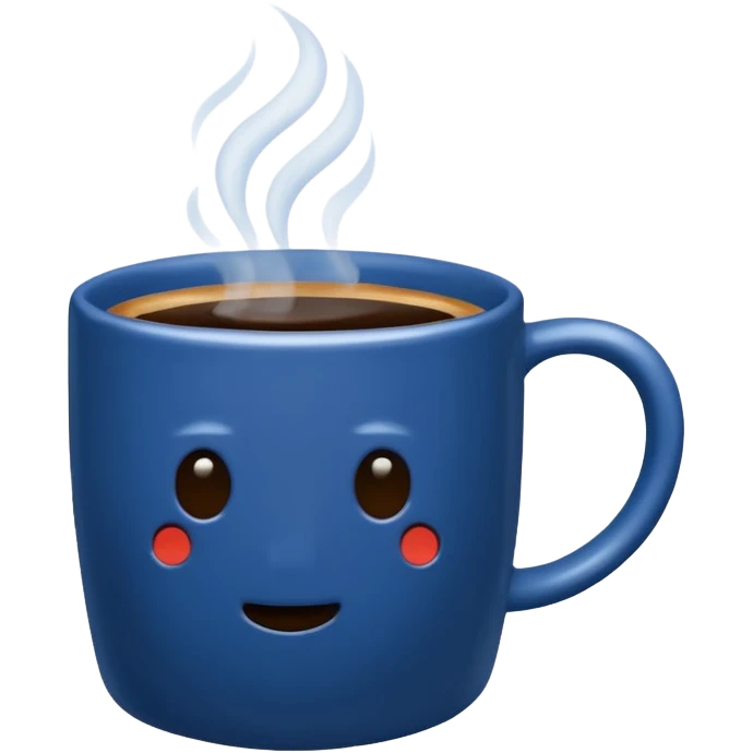 visibly steaming plain blue mug of coffee no face emoji