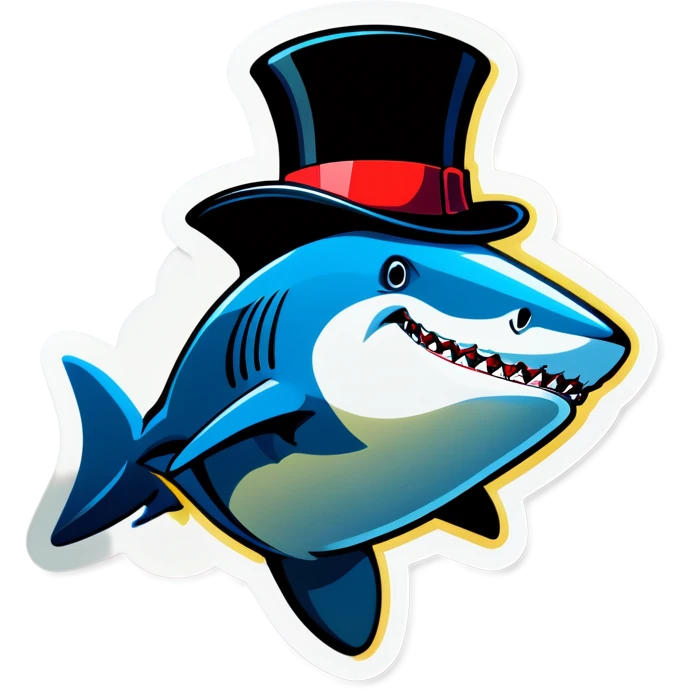 Shark with a top hat emoji