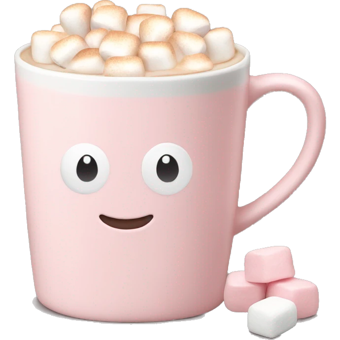 Light Pink mug of latte with marshmallows  emoji