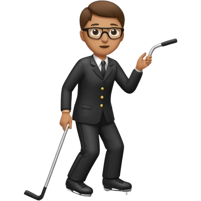 Blind referee skating with a blind person’s cane emoji