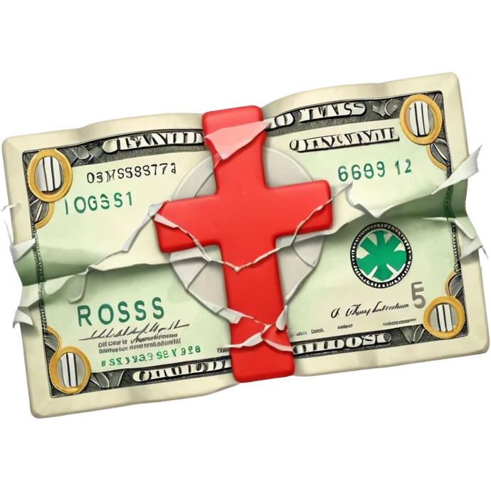 a money billet with a red cross through (x shape), like for free emoji