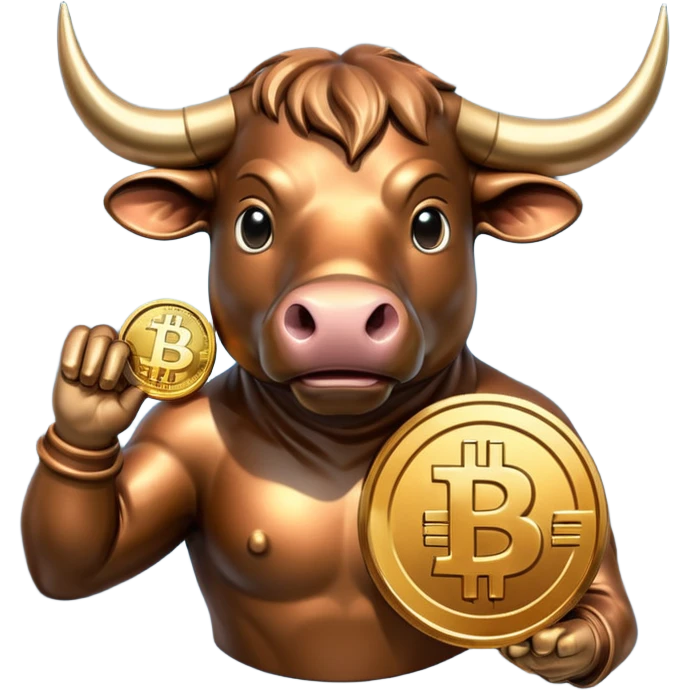 bull holding a bitcoin coin emoji
